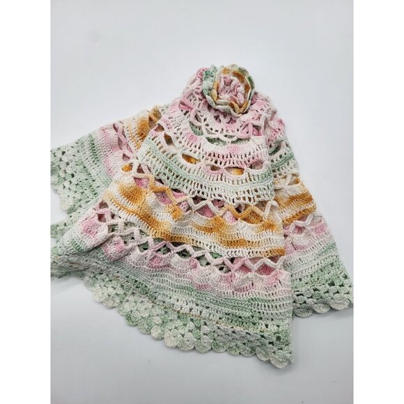 VTG Crochet Doily Cottagecore Tea Party Pastel Spring Easter Dainty Shabby Chic - Picture 5 of 5